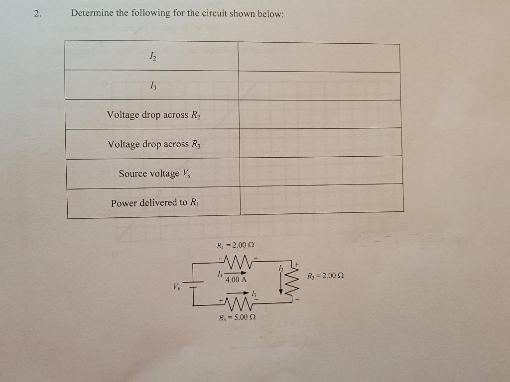 Solved 2. Determine the following for the circuit shown | Chegg.com