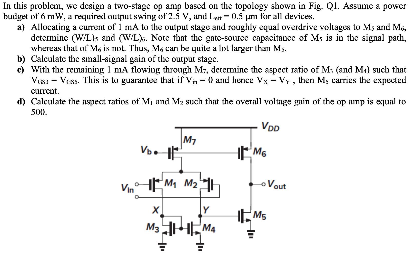 Solved In this problem, we design a two-stage op amp based | Chegg.com