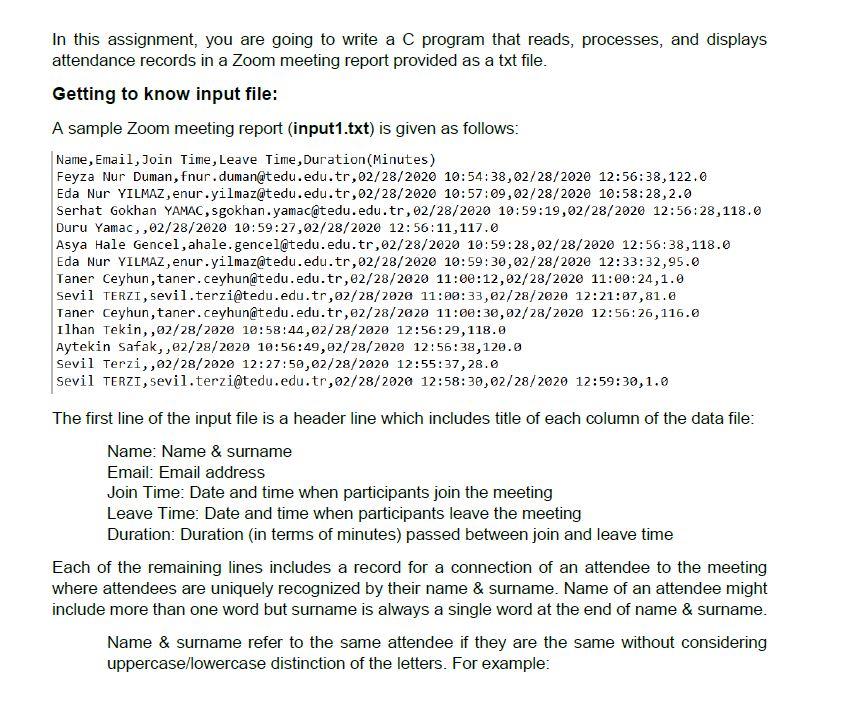 Solved In this assignment, you are going to write a C | Chegg.com
