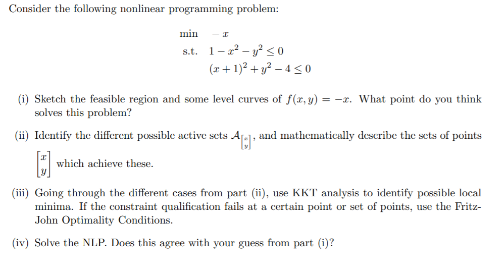 Consider the following nonlinear programming problem: | Chegg.com