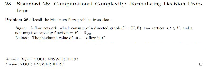 Solved 28 Standard 28: Computational Complexity: Formulating | Chegg.com