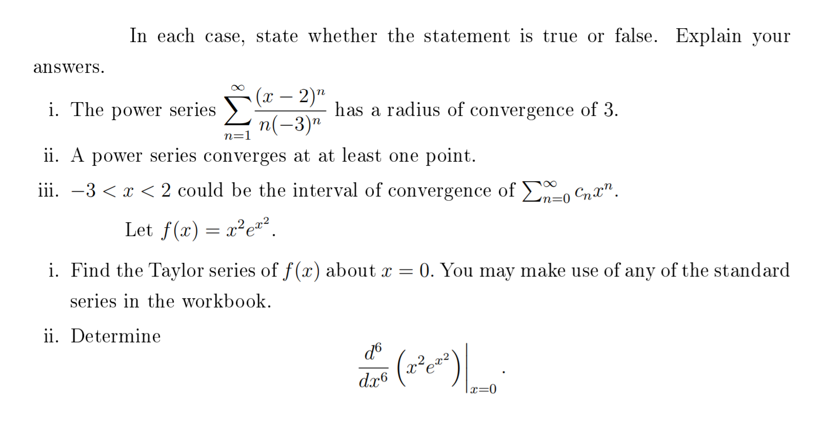 Solved In each case, state whether the statement is true or | Chegg.com