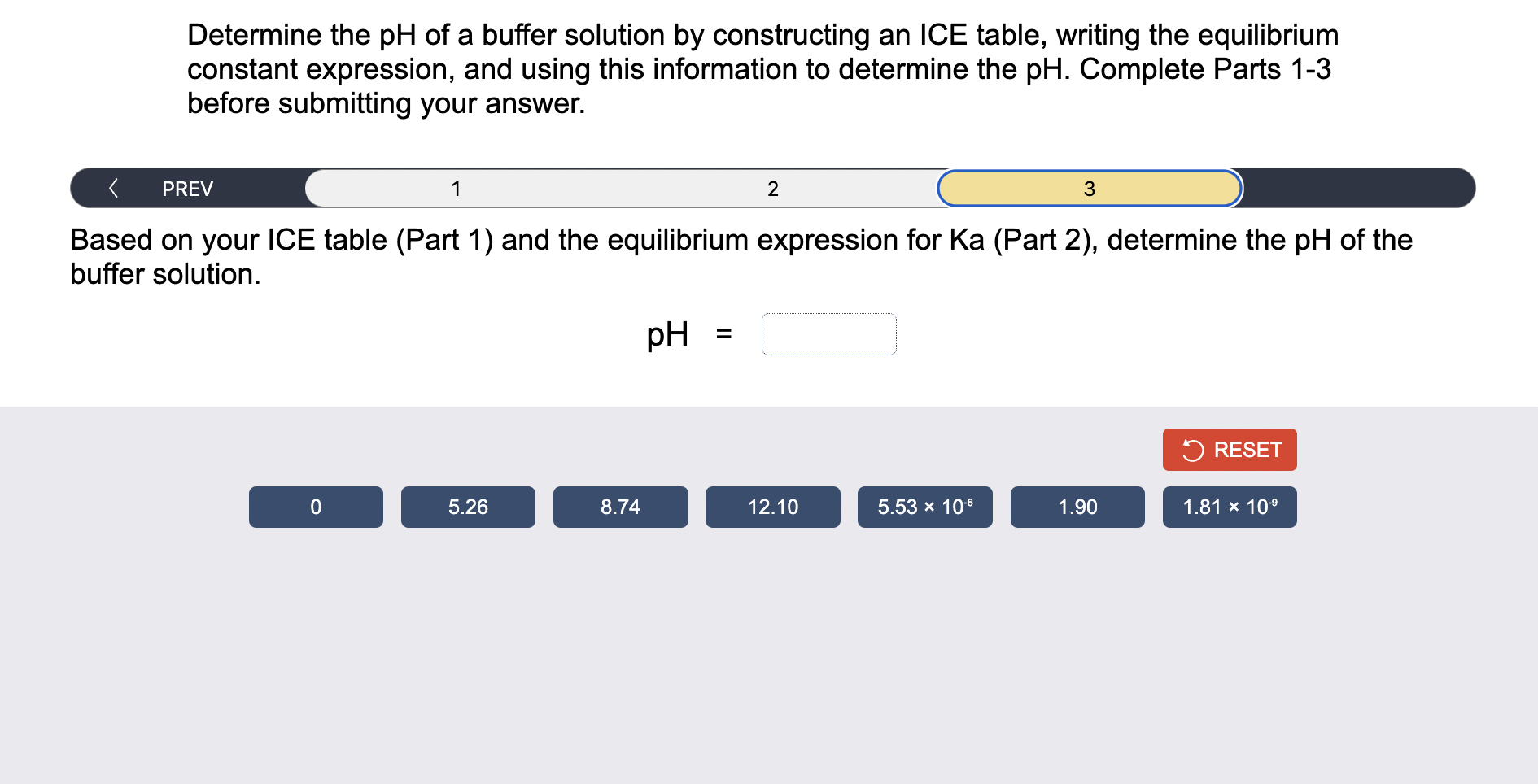 Solved Determine the pH of a buffer solution by constructing | Chegg.com