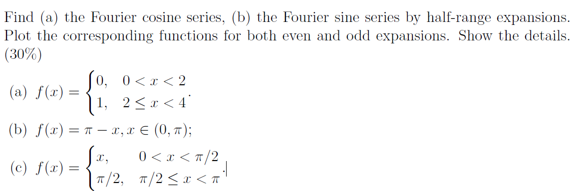 Solved Find (a) The Fourier Cosine Series, (b) The Fourier | Chegg.com