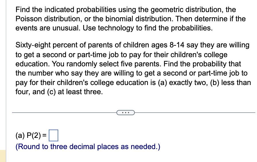 Solved Find the indicated probabilities using the geometric | Chegg.com