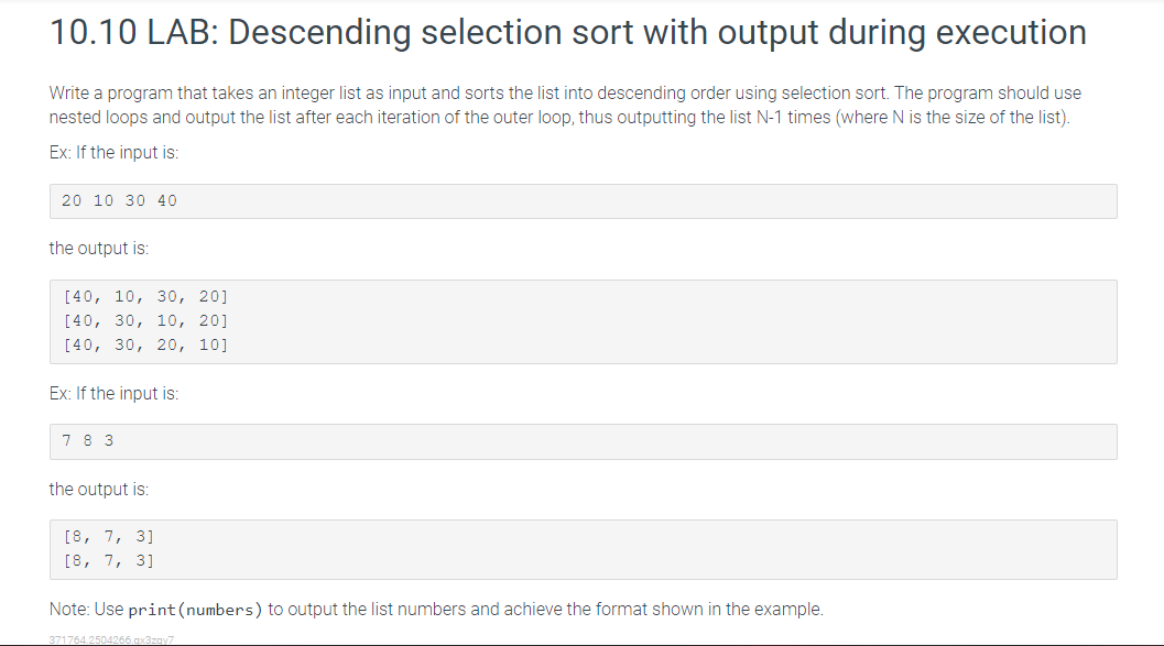 10-10-lab-descending-selection-sort-with-output-chegg