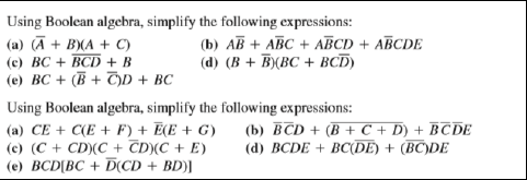 Solved Using Boolean Algebra, Simplify The Following | Chegg.com