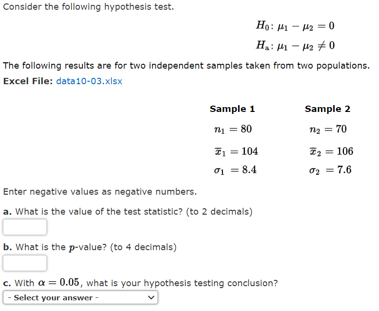 Solved Consider the following hypothesis test. | Chegg.com
