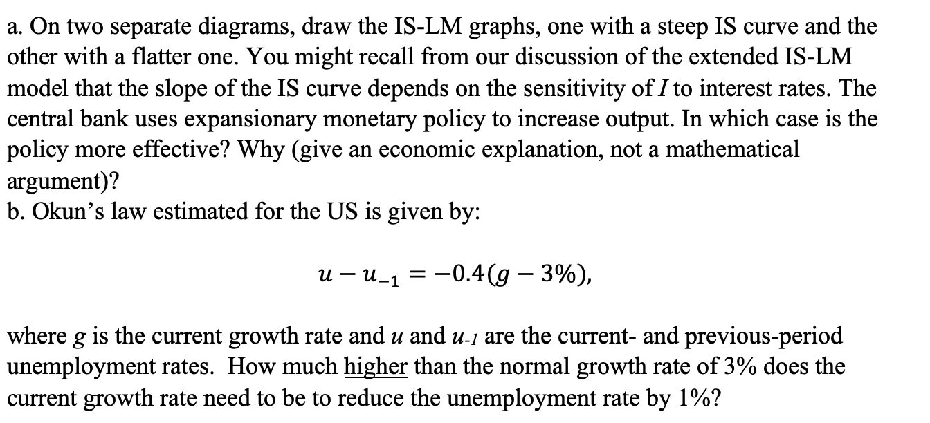 Solved On two separate diagrams, draw the IS-LM graphs, one | Chegg.com