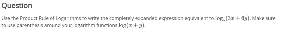 solved-question-use-the-product-rule-of-logarithms-to-write-chegg