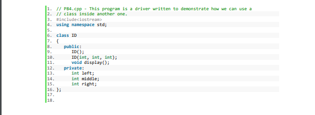 Solved 1. // P84.cpp - This program is a driver written to | Chegg.com