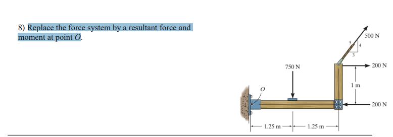 Solved 8) Replace the force system by a resultant force and | Chegg.com