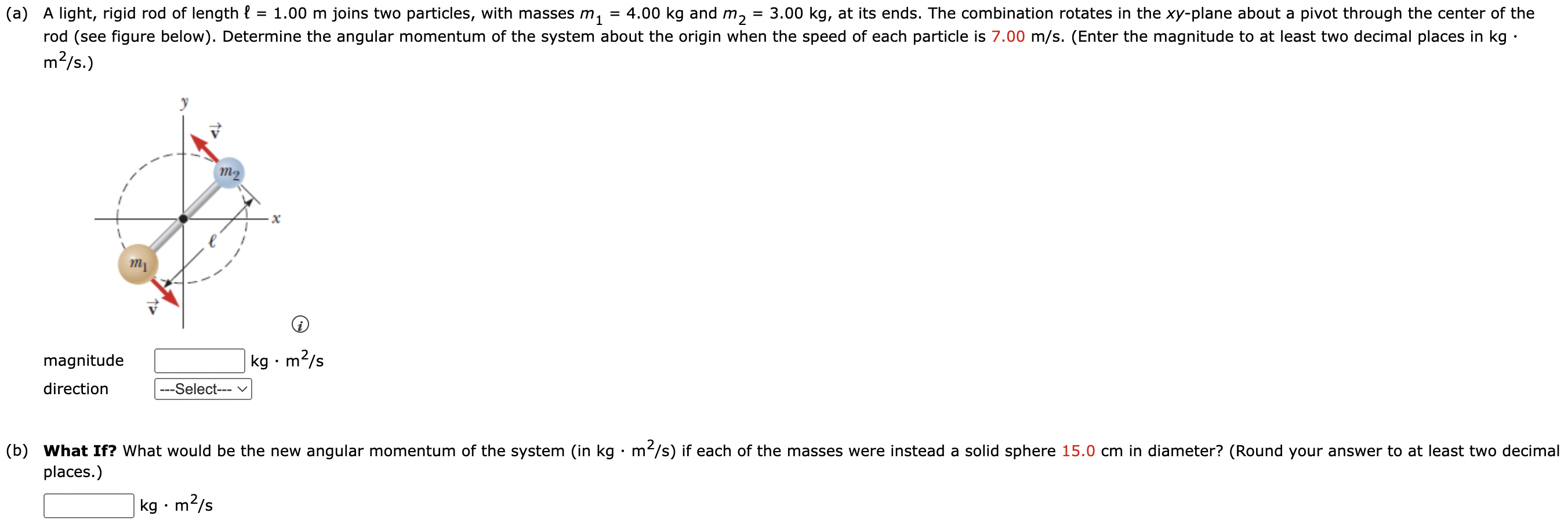 Solved m2/s.) magnitude kg⋅m2/s direction places.) kg⋅m2/s | Chegg.com