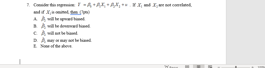 Solved 7 Consider This Regression Y B B X B X Chegg Com