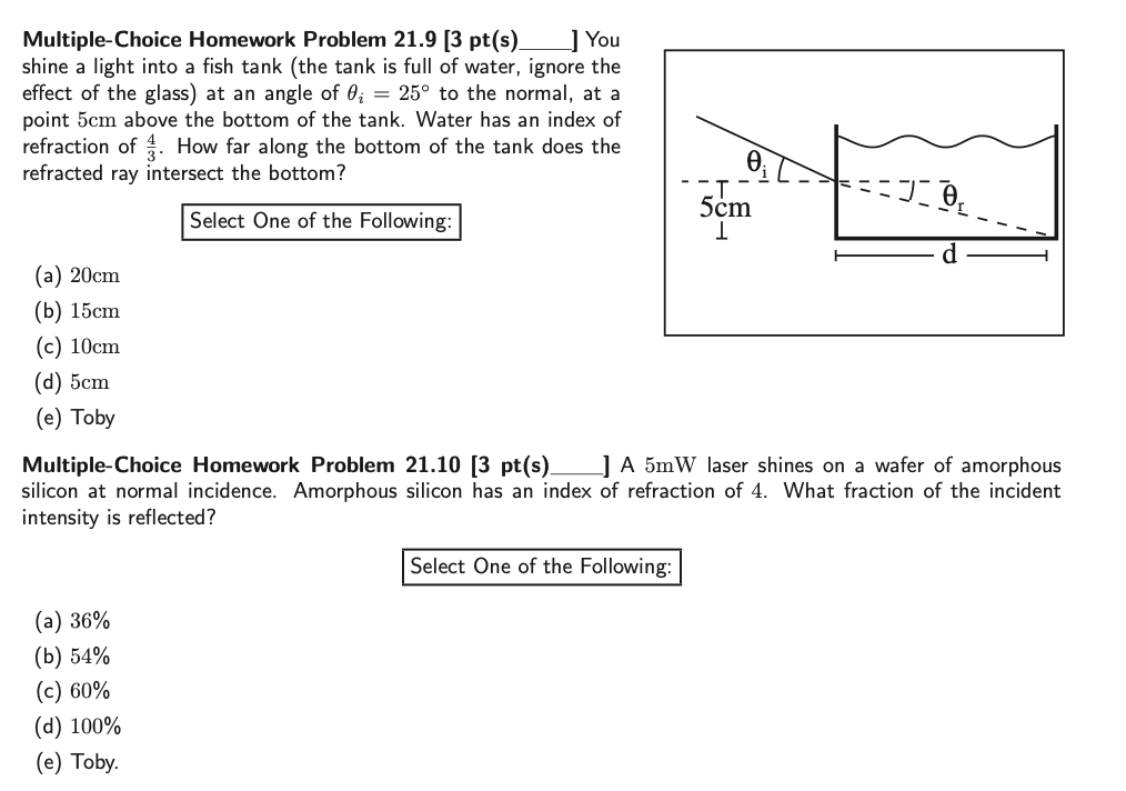 Solved Multiple-Choice Homework Problem 21.9 [3 pt(s)_ You | Chegg.com