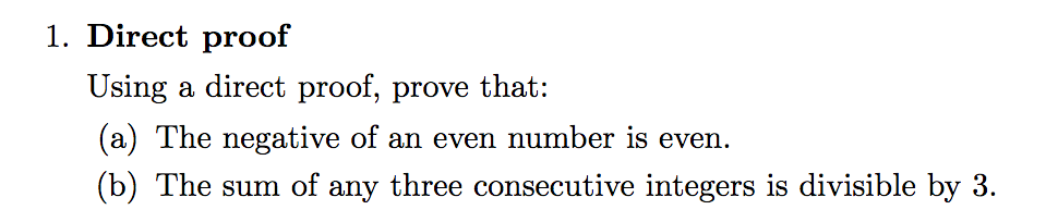 Direct Proof Questions Solved 1. Direct proof Using a direct proof, prove that: (a) | Chegg.com