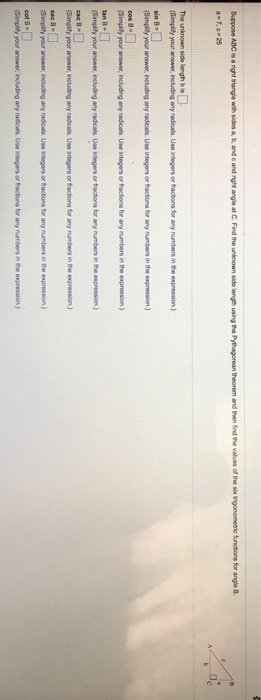Solved Suppose ABC Is A Right Triangle With Sides A, B, And | Chegg.com