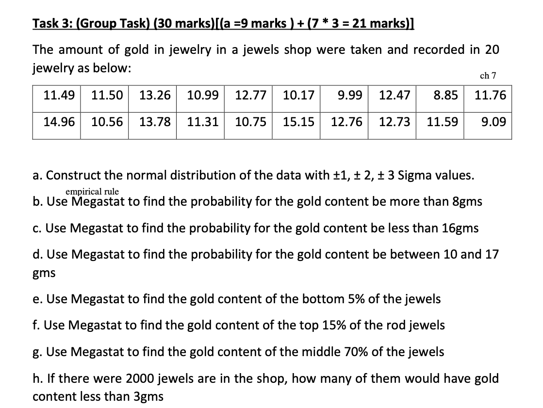 Solved Task 3: (Group Task) (30 marks)[(a =9 marks ) + (7 * | Chegg.com
