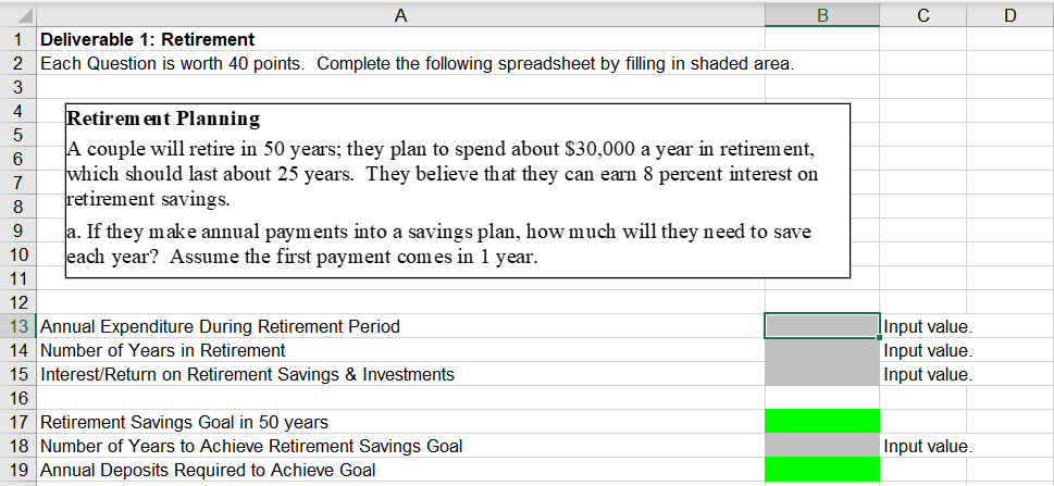 Solved Solve the question using excel formula and Please | Chegg.com