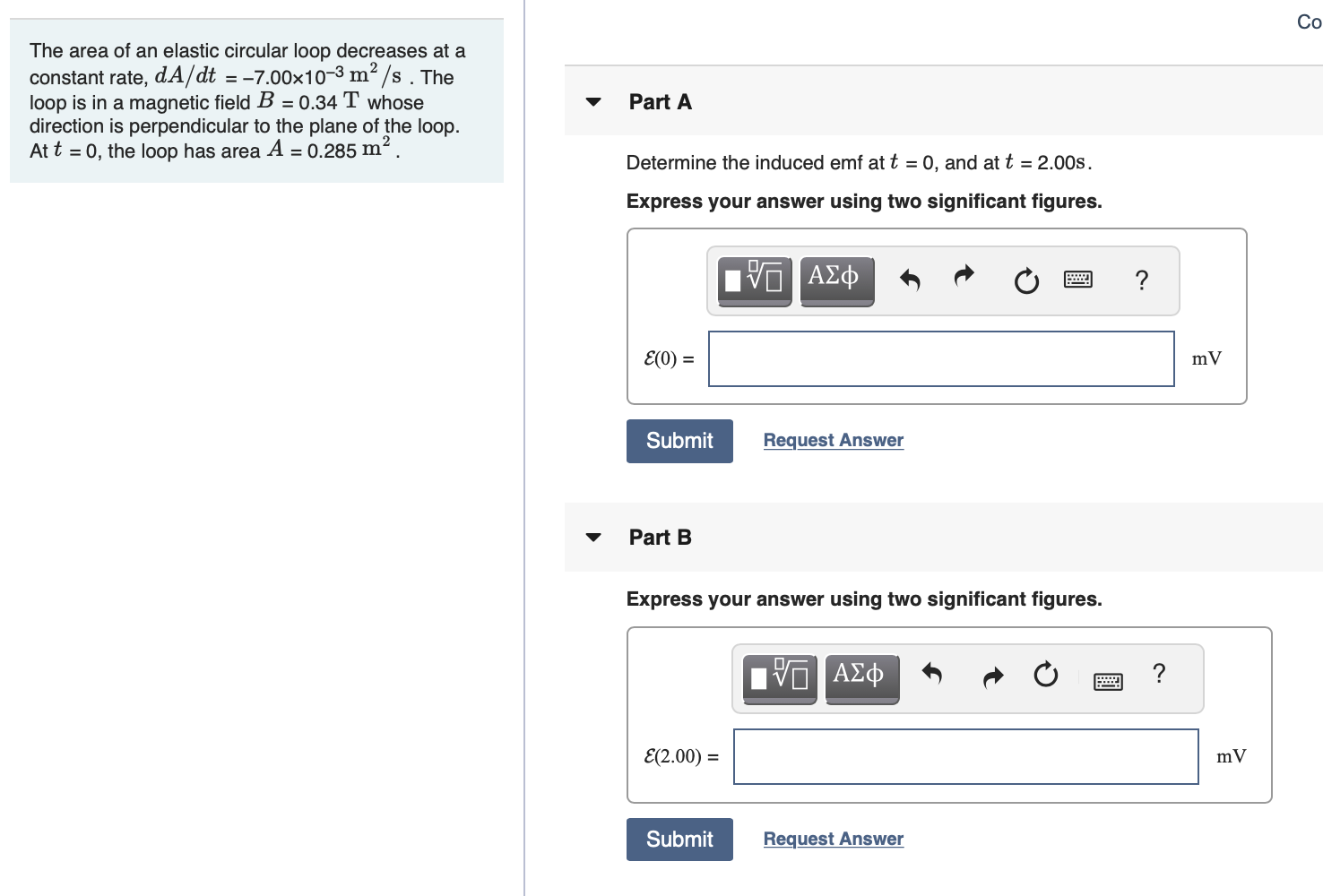 Solved Со The area of an elastic circular loop decreases at | Chegg.com