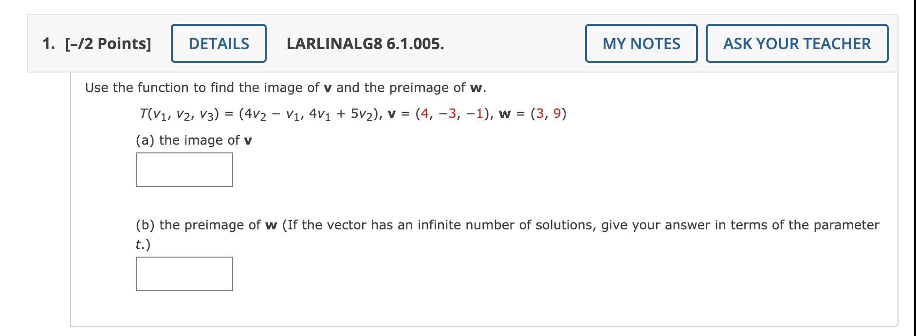 Solved Use the function to find the image of v and the | Chegg.com