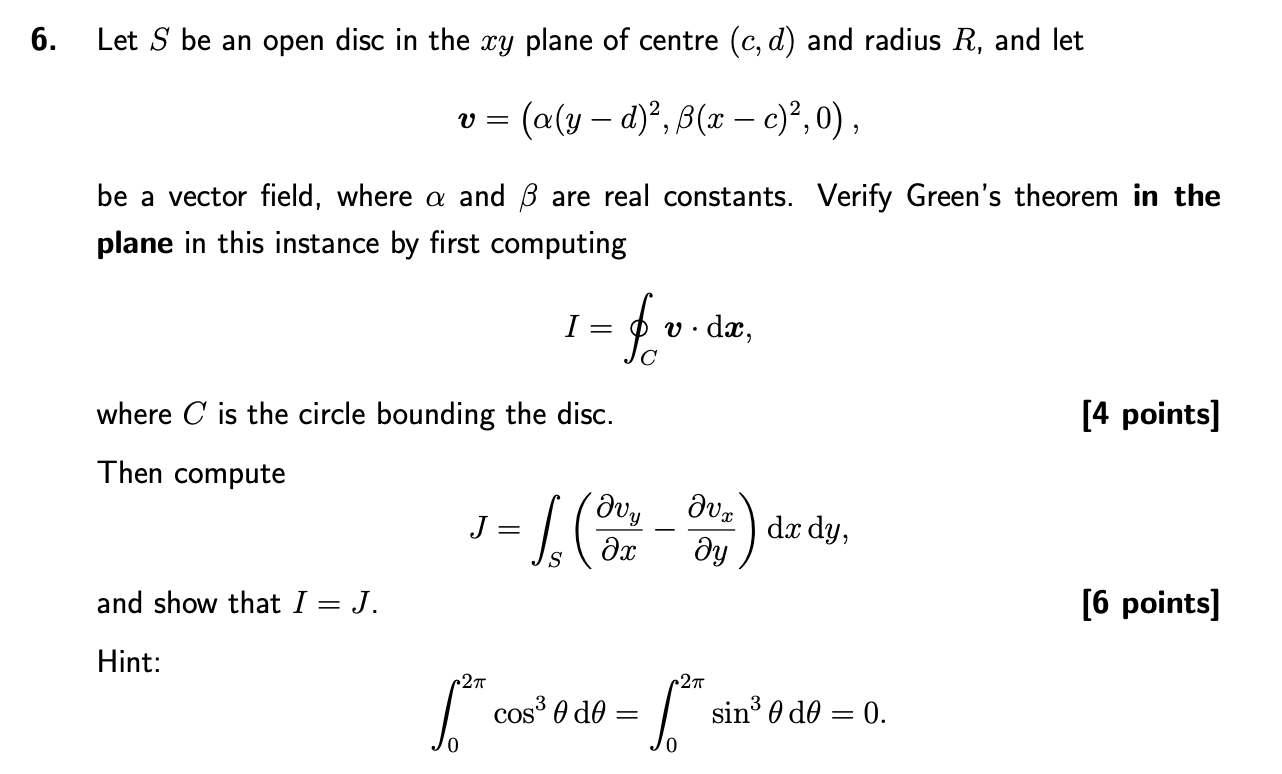 Solved Let S be an open disc in the xy plane of centre (c,d) | Chegg.com