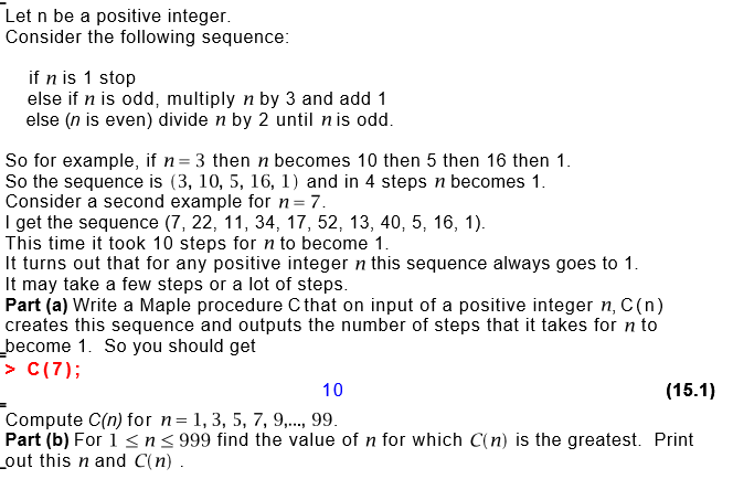 Let n be a positive integer. Consider the following | Chegg.com