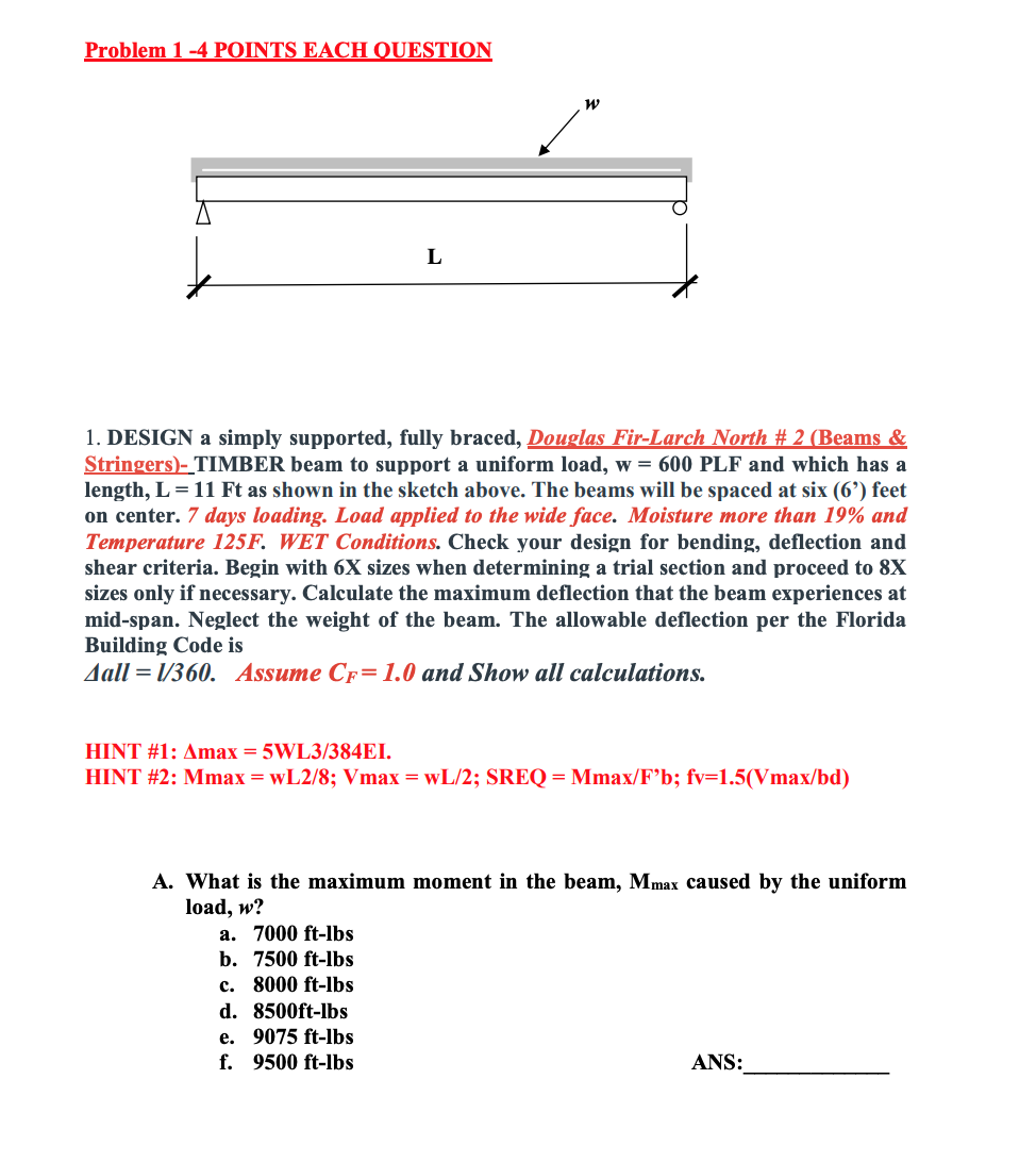 Solved Problem 1-4 POINTS EACH QUESTION L 1. DESIGN A Simply | Chegg.com