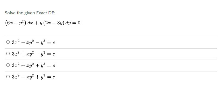 Solve The Given Exact De 6x Y Dx Y 2x 3y Chegg Com