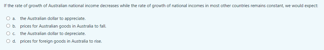 Solved If the rate of growth of Australian national income | Chegg.com