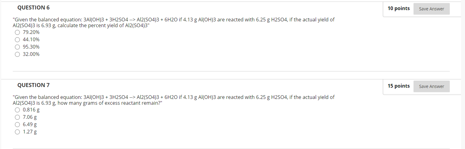 Solved QUESTION 6 10 points Save Answer "Given the balanced | Chegg.com