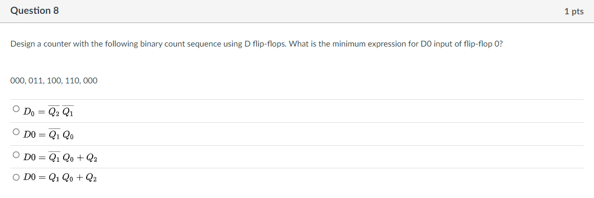 Solved Question 8 1 pts Design a counter with the following | Chegg.com