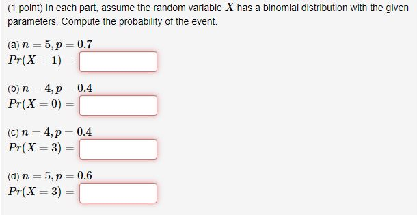 Solved 1 Point In Each Part Assume The Random Variable Chegg Com