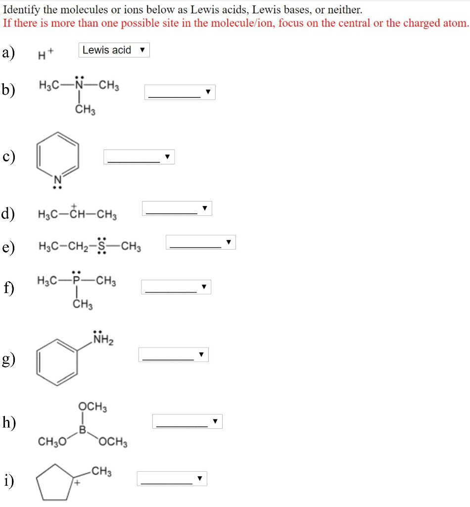 Solved Identify The Molecules Or Ions Below As Lewis Acids, | Chegg.com