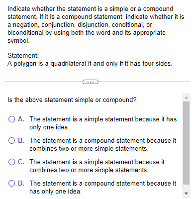 Solved Indicate whether the statement is a simple or a | Chegg.com