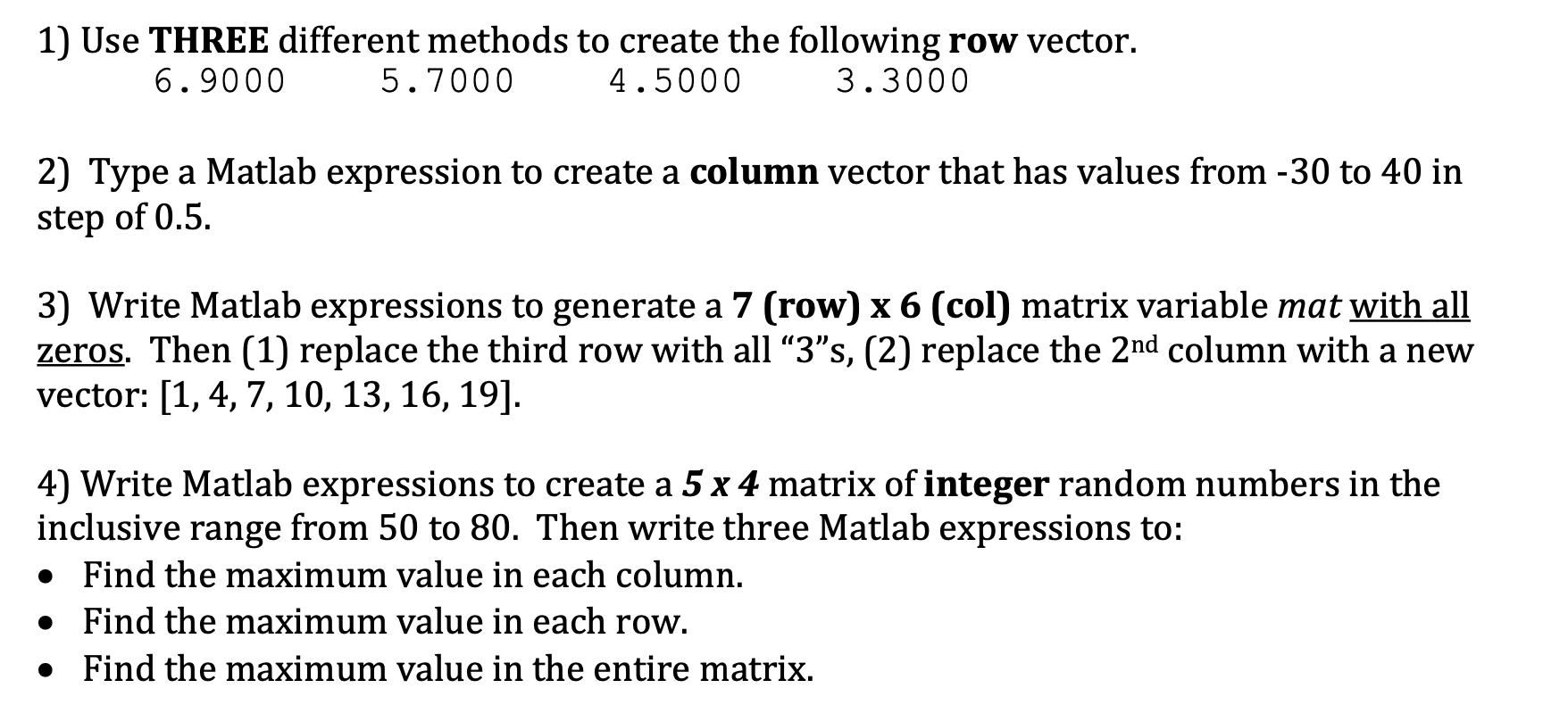 Solved 1 Use THREE different methods to create the Chegg