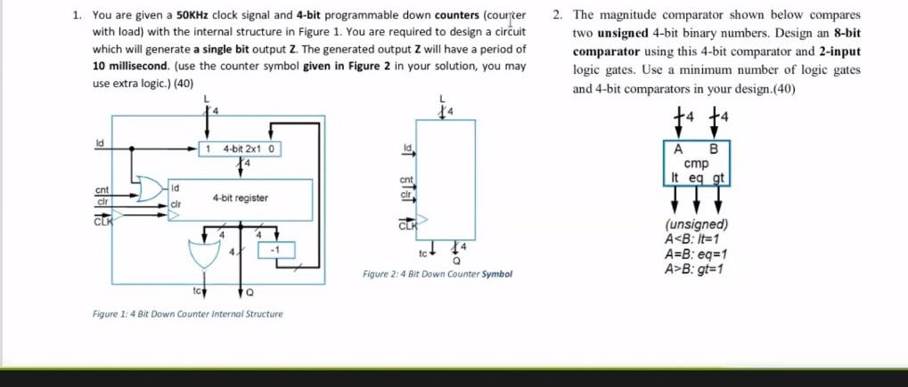 Solved 1. You are given a 50KHz clock signal and 4-bit | Chegg.com