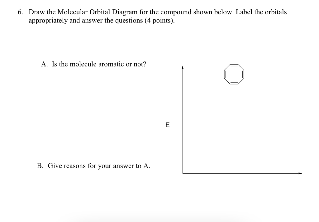 Solved draw the molecular orbital diagram for the compound | Chegg.com