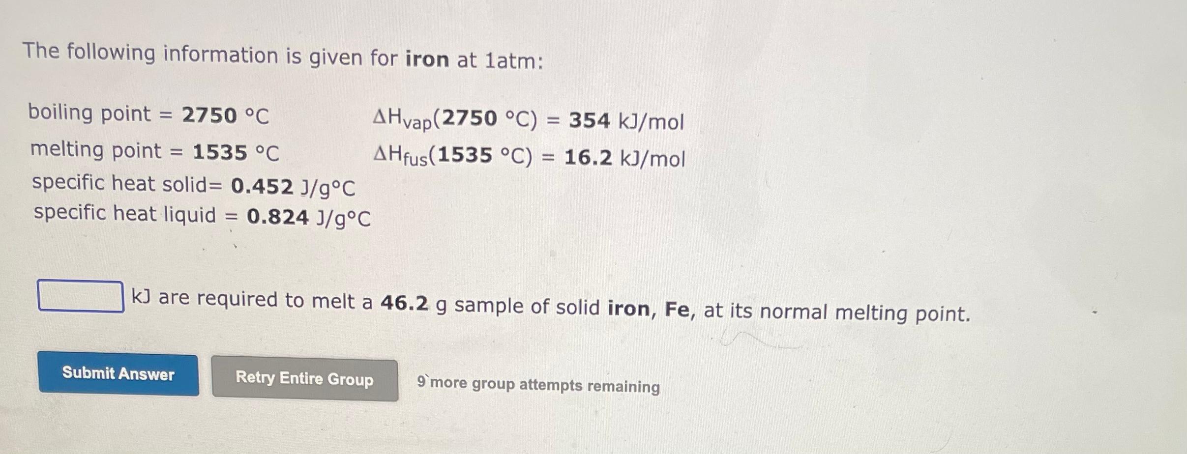 Solved The following information is given for iron at 1 atm: | Chegg.com