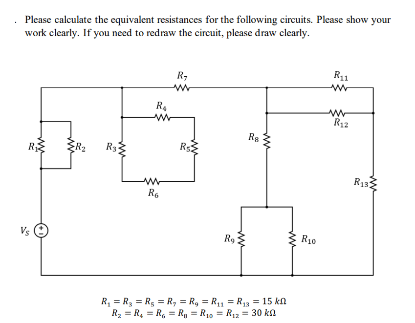 Solved Please calculate the equivalent resistances for the Chegg