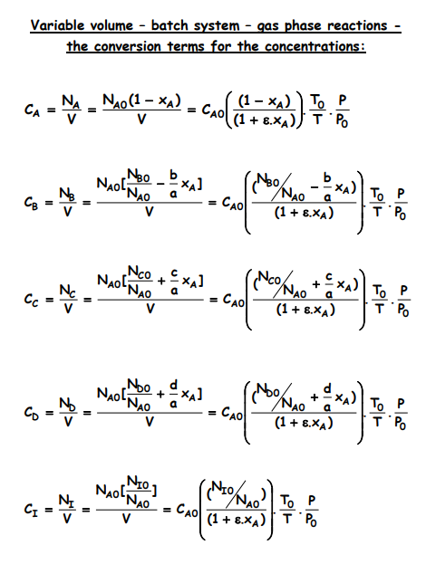 Solved Variable volume - batch system - gas phase reactions | Chegg.com