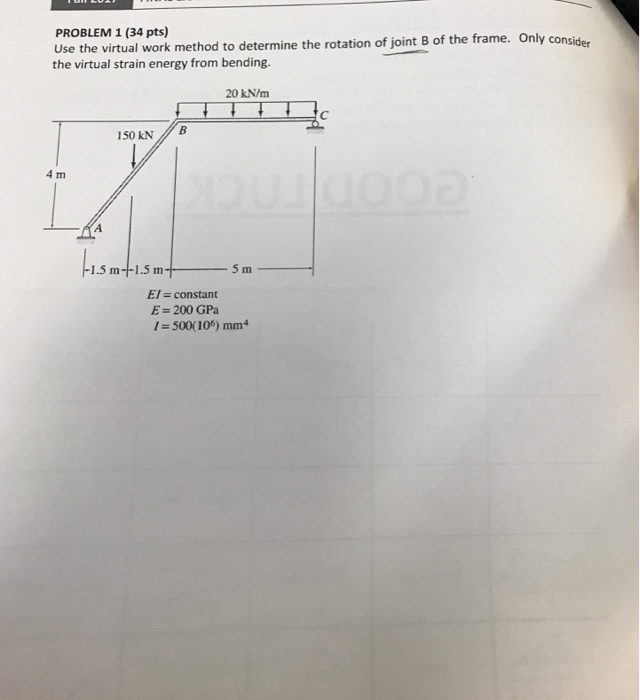 Solved PROBLEM 1 (34 pts) Use the virtual work method to | Chegg.com