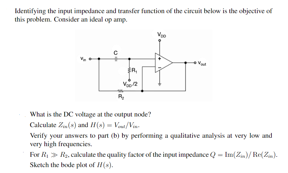 Solved Identifying the input impedance and transfer function | Chegg.com