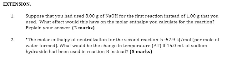Solved 1. Complete three separate experiments to measure the | Chegg.com
