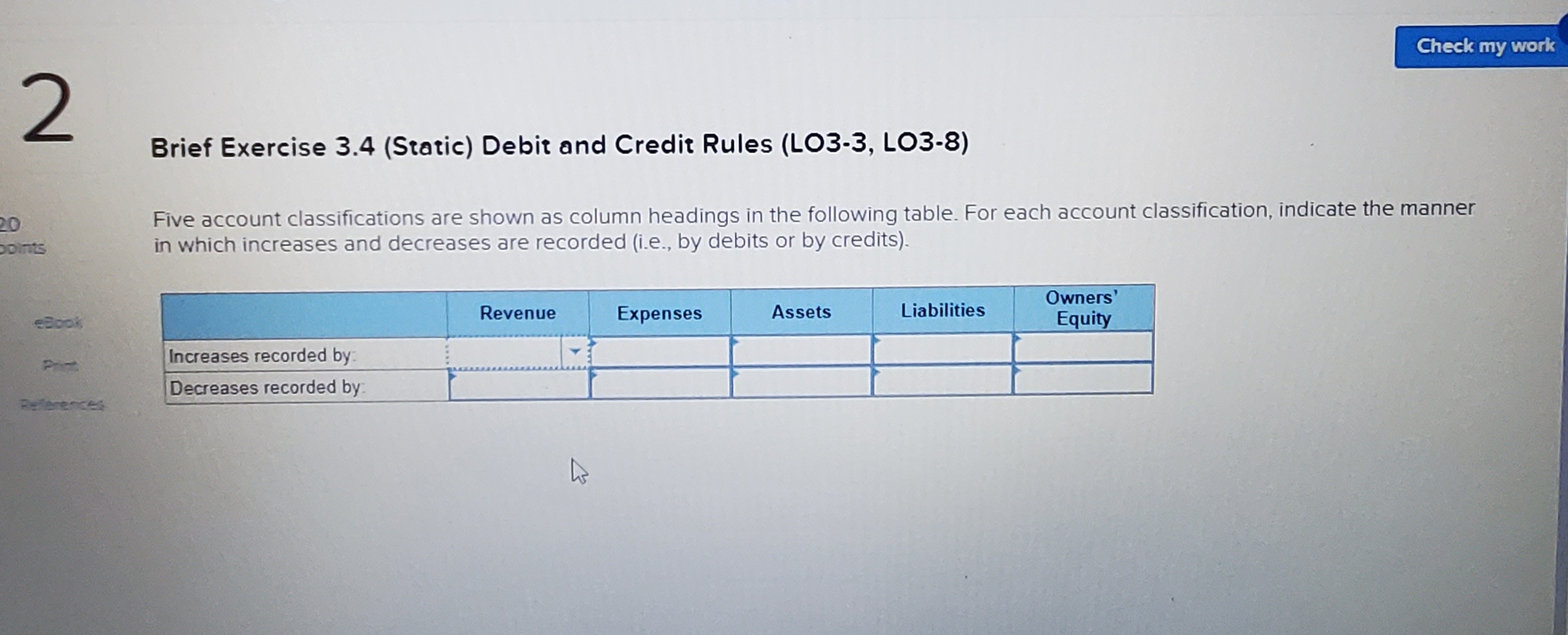 Solved Brief Exercise 3.4 (Static) Debit and Credit Rules | Chegg.com