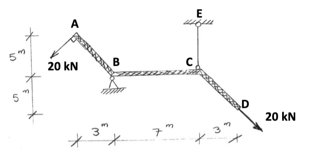 Solved The rigid structure ABCD is supported by axial bar CE | Chegg.com