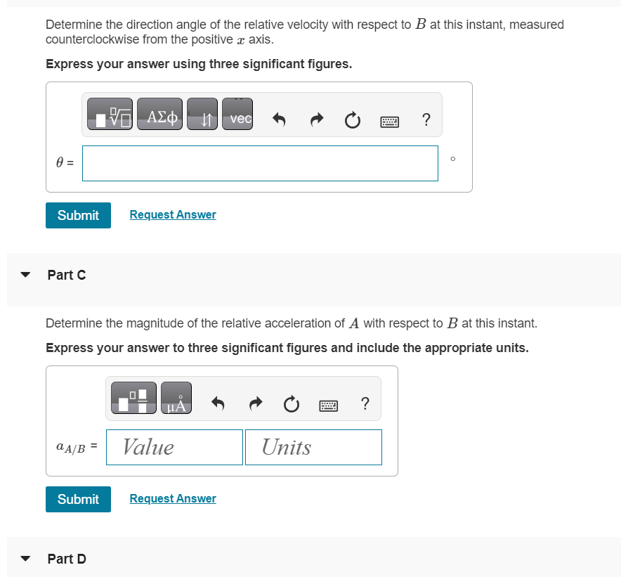 Solved Determine the direction angle of the relative | Chegg.com