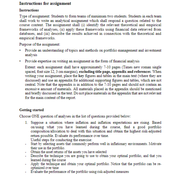 assignment instructions examples