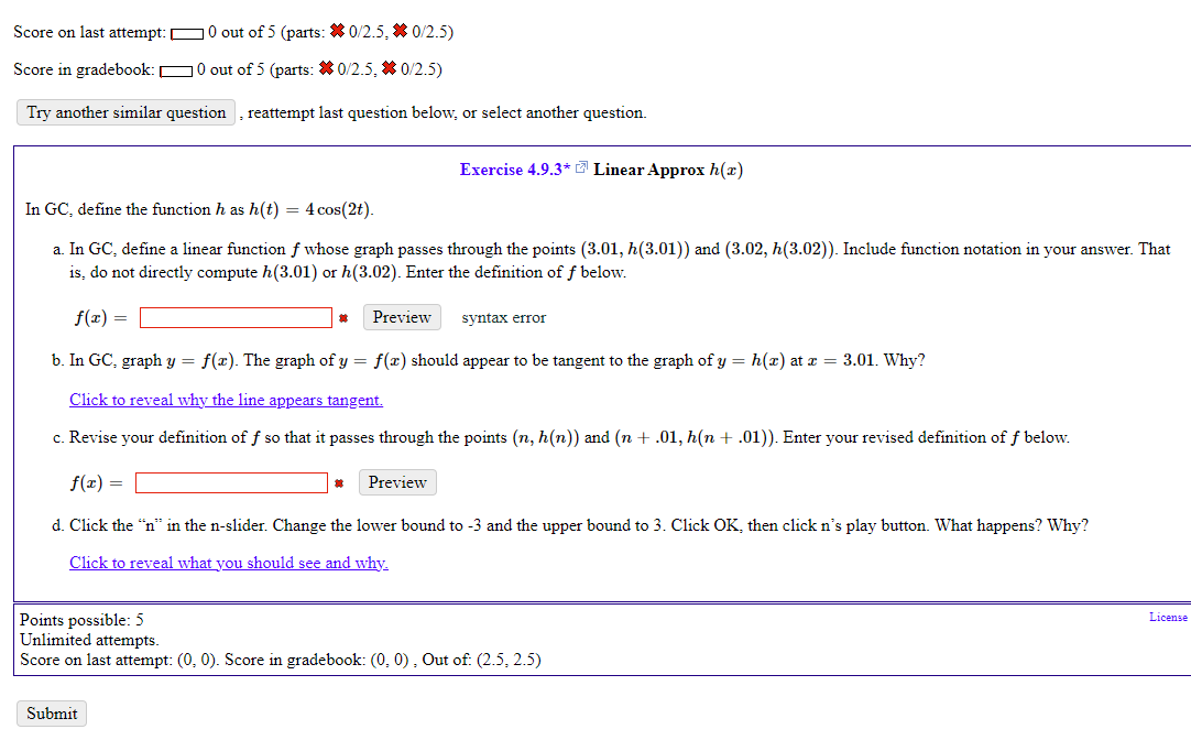 Solved Score on last attempt: ,0 ﻿out of 5 (parts: | Chegg.com