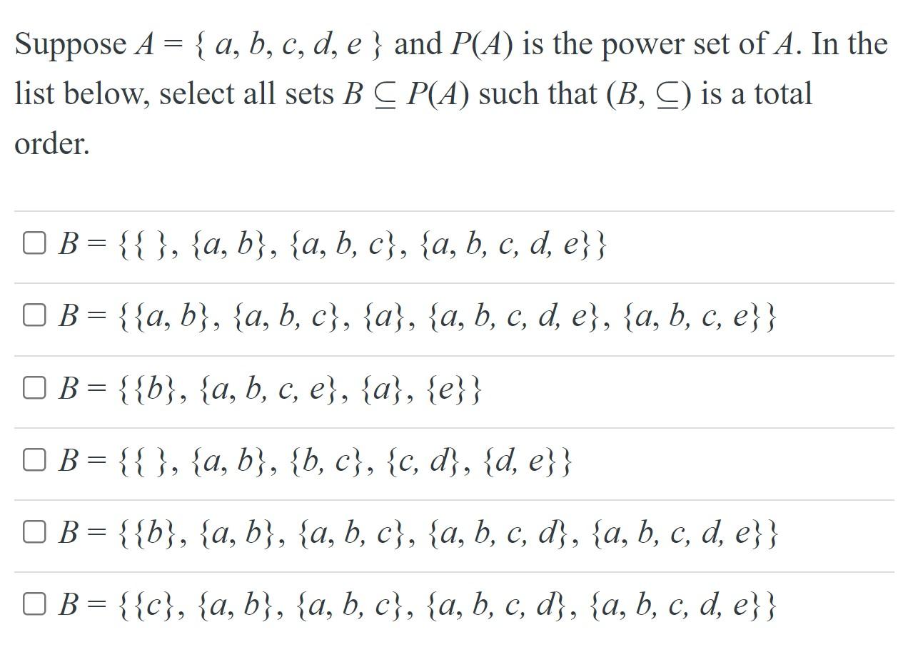 Solved Suppose A={a,b,c,d,e} And P(A) Is The Power Set Of A. | Chegg.com